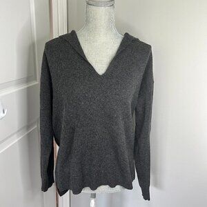 Women's 100% Cashmere Hooded Sweater Gray Size M EUC